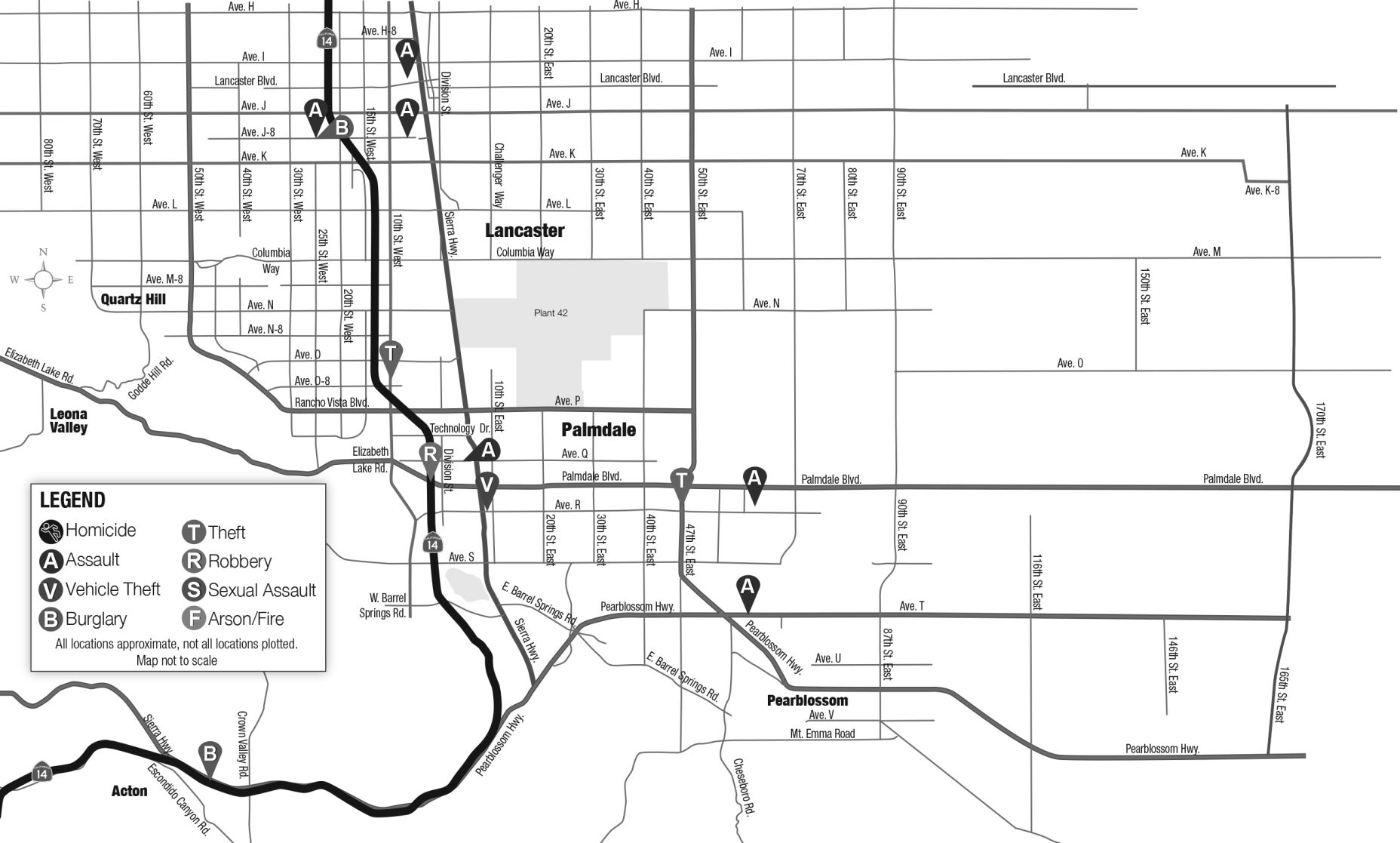 Antelope Valley Crime Map, Sept. 29, 2020